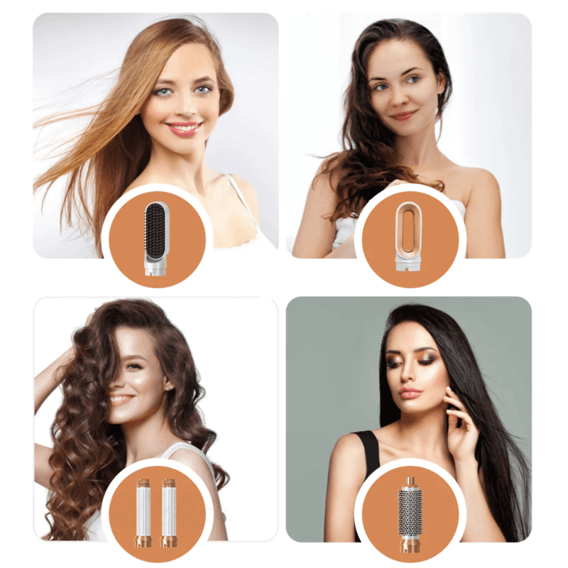 Vibely Hair - Escova 5 em 1 (Seca, Alisa, Cacheia, Modela e Ondula)