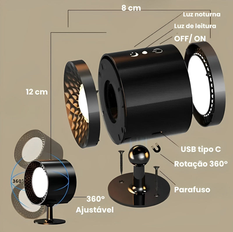 Arandela de Parede Interna LED Bifocal Sem Fio